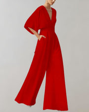 Wide Leg V-Neck Jumpsuit Formal Wear