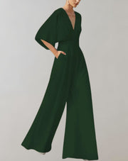 Wide Leg V-Neck Jumpsuit Formal Wear