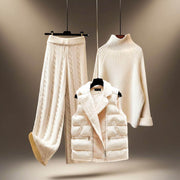 Women's Cozy Quilted Wool-Blend Pajama Sets for Winter Wear