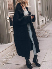 Women's Cozy Ribbed Knit Cardigan Sweater with Longline Design