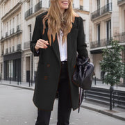 Double-Breasted Boucle Trench Coat with Large Pockets for Women