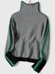 Women's Delicate Knit Sweater with High Neck and Warmth