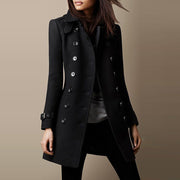 Structured Double-Breasted Coat with Signature Buttons for Women