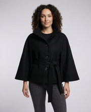 Women's Elegant Belted Wool Jackets with Wide Sleeves