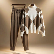 Women's Soft Wool Lounge Set with Turtleneck and Long Sleeves