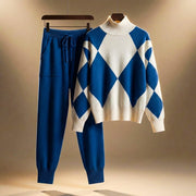 Women's Soft Wool Lounge Set with Turtleneck and Long Sleeves