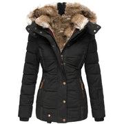 Women's Insulated Winter Jacket with Faux Fur Hood and Trim