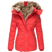 Women's Insulated Winter Jacket with Faux Fur Hood and Trim