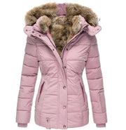 Women's Insulated Winter Jacket with Faux Fur Hood and Trim