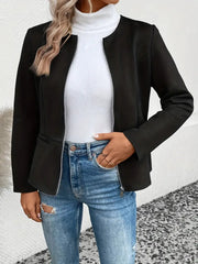 Women's Fitted Jacket with Zipper Closure and Zip Up Style