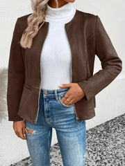 Women's Fitted Jacket with Zipper Closure and Zip Up Style