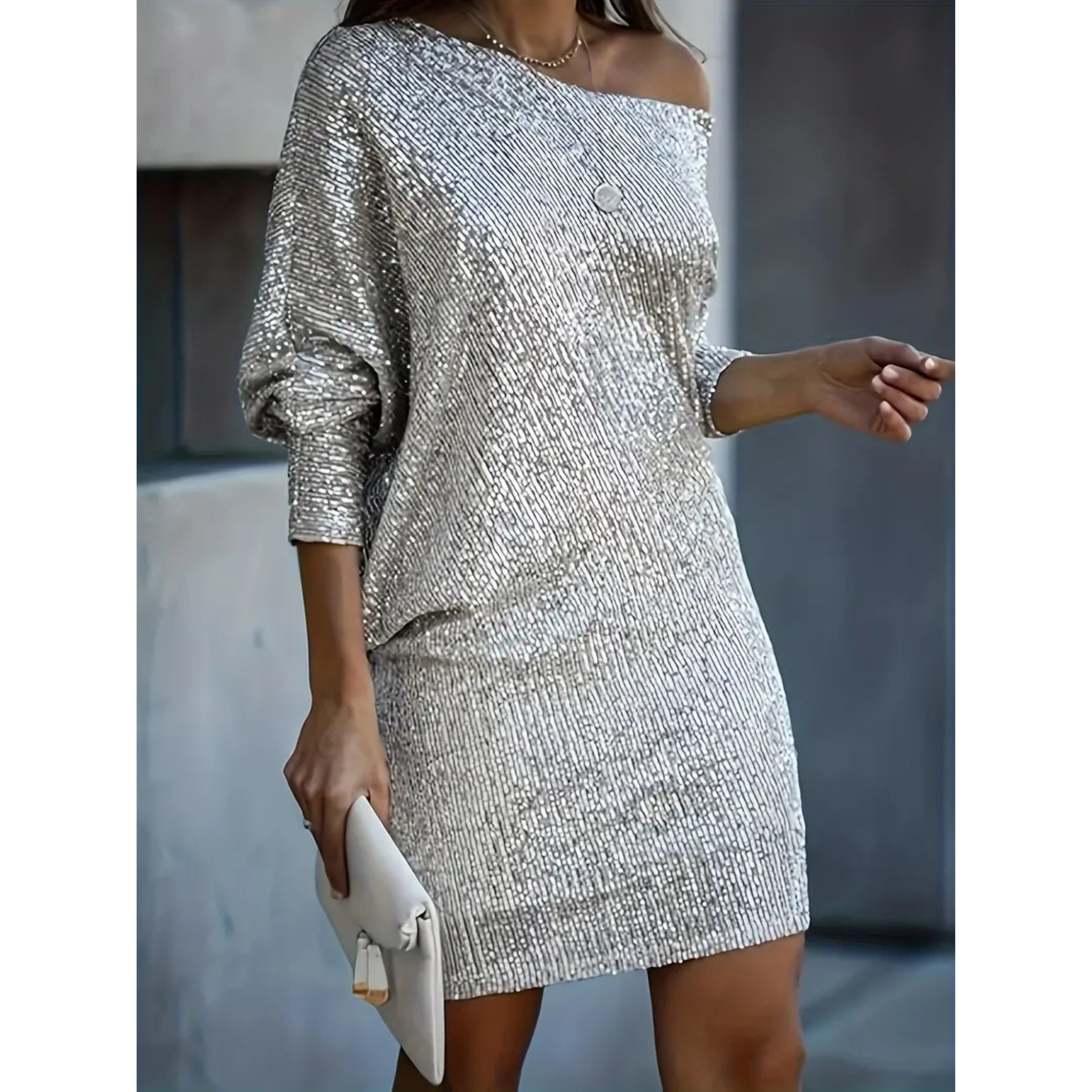 Robe de Soirée pour Femme | Sequins Contrastés, Éblouissante & Festive adapté aux tenues polyvalentes.