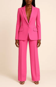 Women's Fitted Tailored Suit Set with Long Blazer for Office