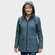 Women's Waterproof Raincoat with Hood and Front Pockets