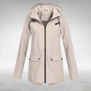 Women's Waterproof Raincoat with Hood and Front Pockets