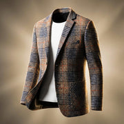 Women's Fitted Wool Blazer with Houndstooth Pattern for Versatile Wear