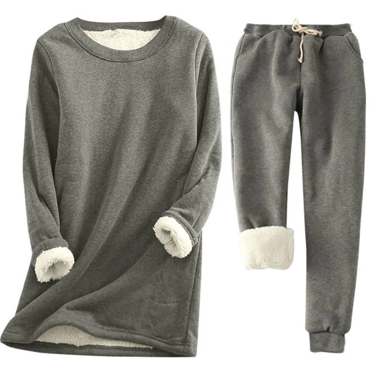 Women's Fleece-Lined Thermal Winter Set with Drawstring Joggers