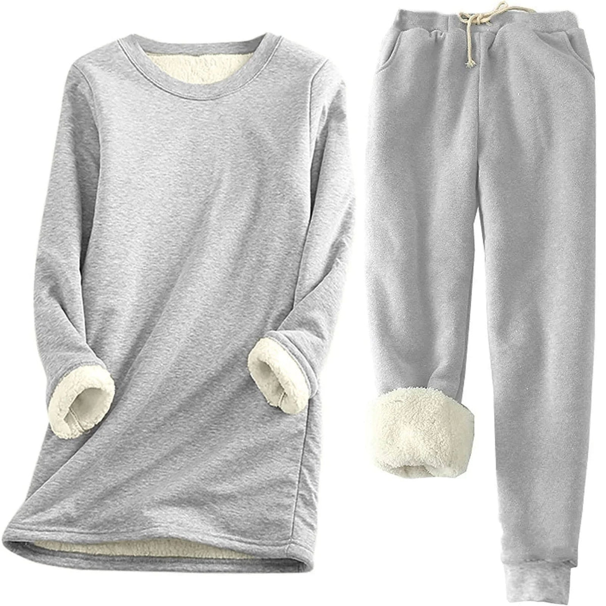 Women's Fleece-Lined Thermal Winter Set with Drawstring Joggers