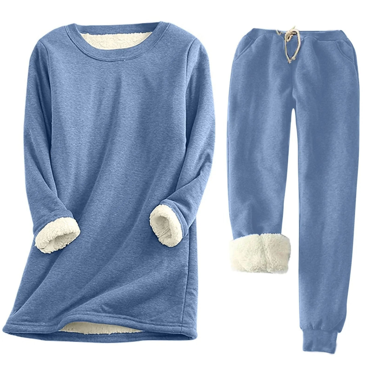 Women's Fleece-Lined Thermal Winter Set with Drawstring Joggers