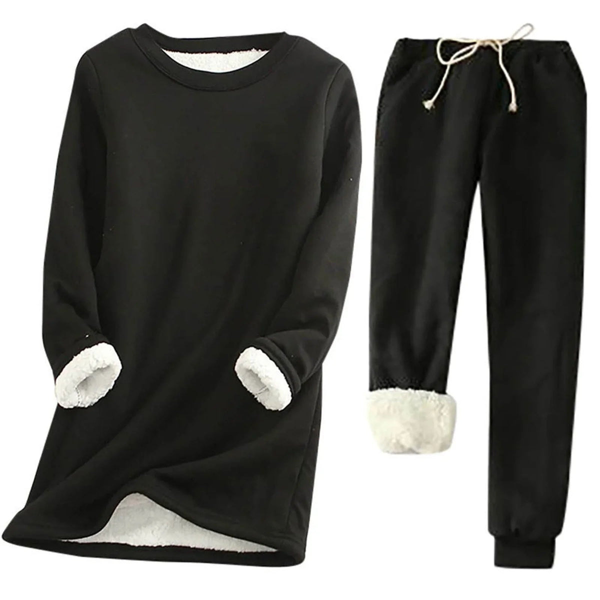 Women's Fleece-Lined Thermal Winter Set with Drawstring Joggers