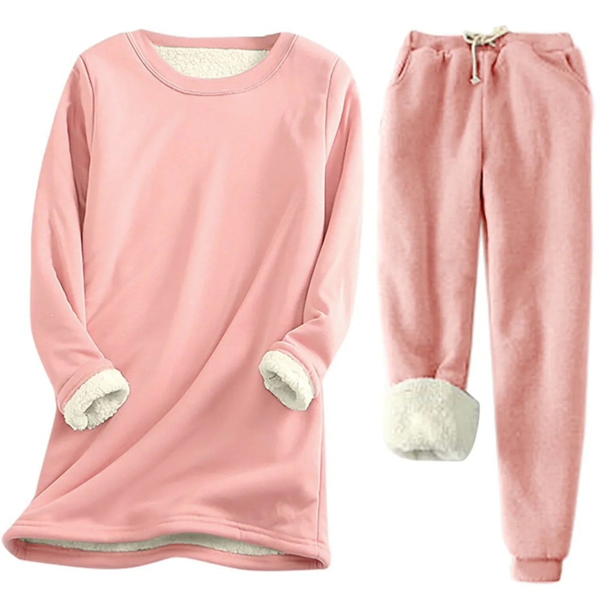 Women's Fleece-Lined Thermal Winter Set with Drawstring Joggers
