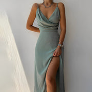 Women's Flowy Maxi Dress with Smooth Fabric for Formal Events
