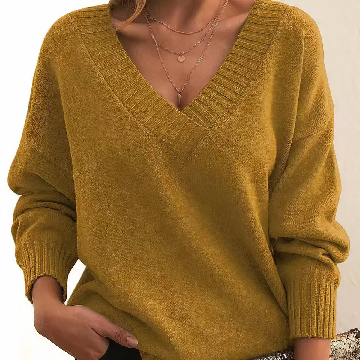 Grace | Women's V-Neck Long Sleeve Cashmere Blend Knit Sweater 6