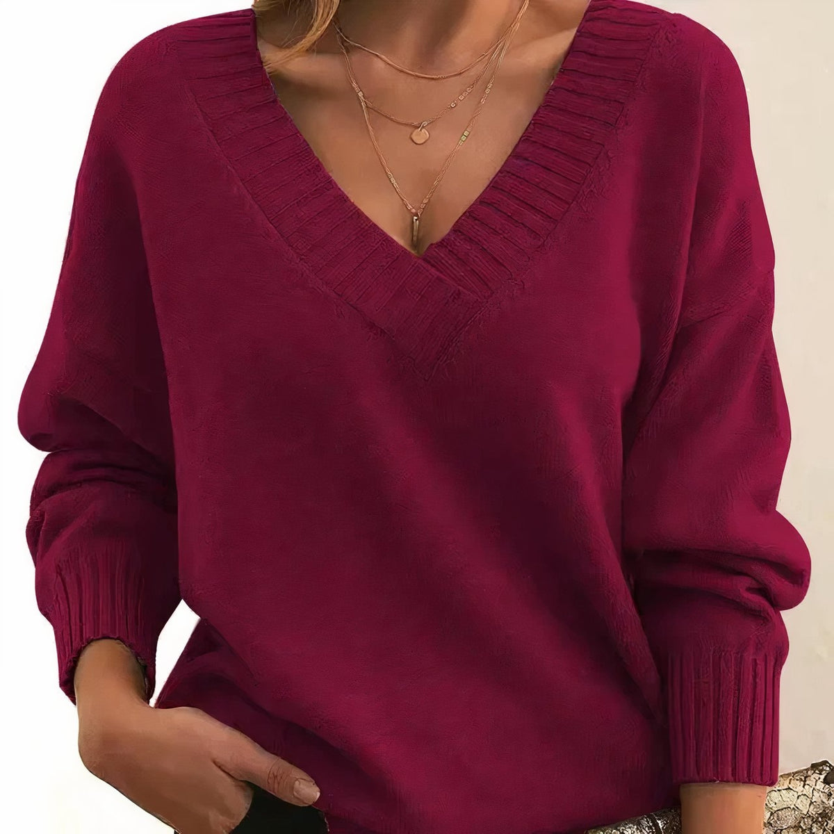 Grace | Women's V-Neck Long Sleeve Cashmere Blend Knit Sweater 7