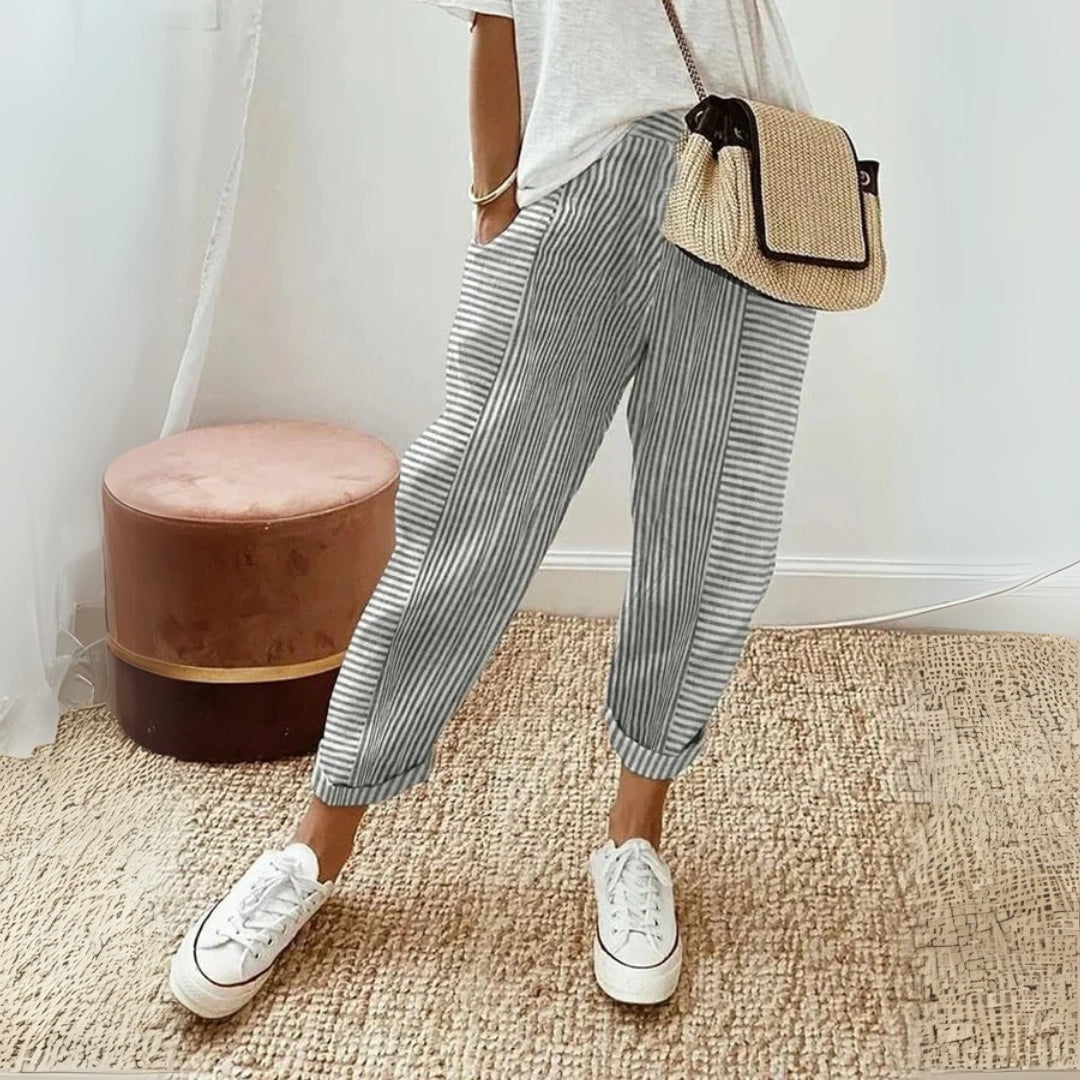 Seraphina | Women's Striped Wide Leg Pants - Striped - Image 3