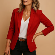 Women's Tailored Single-Button Office Blazer with Notched Lapels