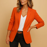 Women's Tailored Single-Button Office Blazer with Notched Lapels
