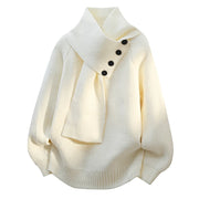 Women's Luxe Knit Sweater with Scarf Neck for Christmas