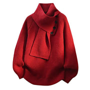 Women's Luxe Knit Sweater with Scarf Neck for Christmas