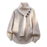Women's Luxe Knit Sweater with Scarf Neck for Christmas