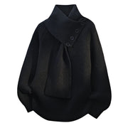 Women's Luxe Knit Sweater with Scarf Neck for Christmas