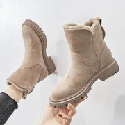 Women's Non-Slip Suede Winter Ankle Boots with Plush Lining and Side Zip
