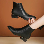 Women's Pointed-Toe Ankle Boots with Side Zip and Non-Slip Sole