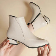 Women's Pointed-Toe Ankle Boots with Side Zip and Non-Slip Sole