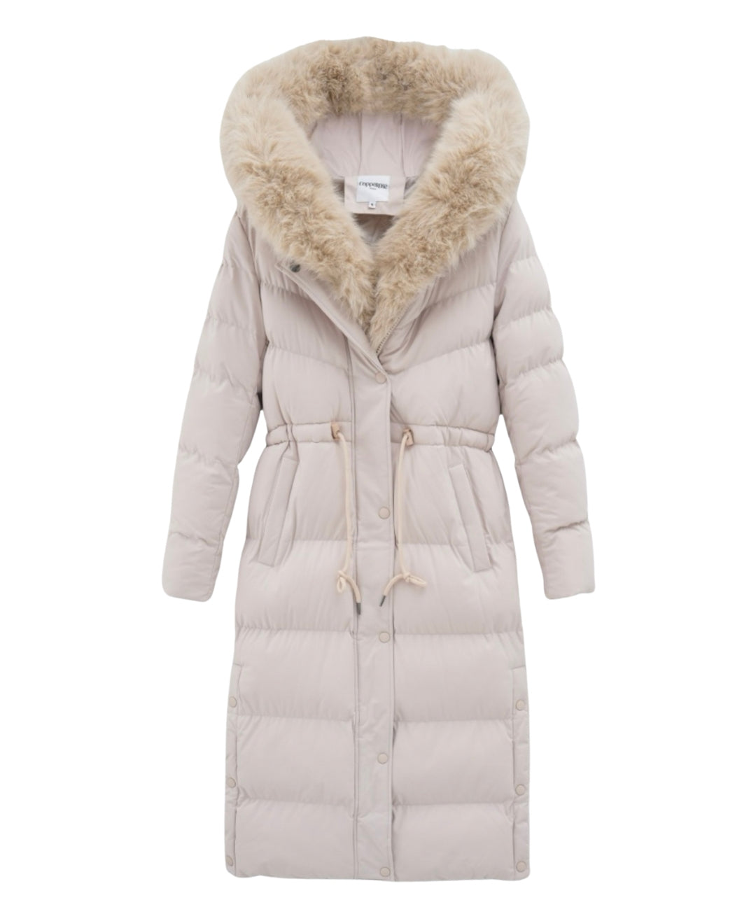Women's Quilted Longline Winter Puffer Coat with Faux-Fur Hood