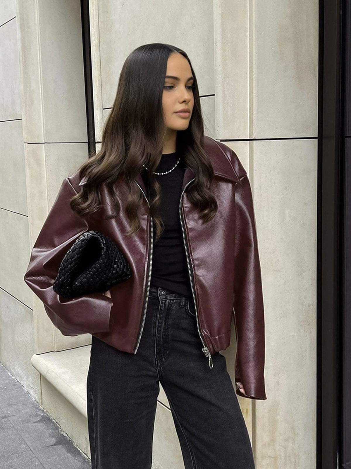 JOSETTE - OVERSIZED FAUX LEATHER JACKET WITH ELASTICATED HEM 2