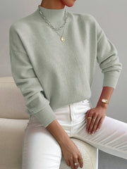 Women's Relaxed Knit Sweater with Mock Turtleneck Style