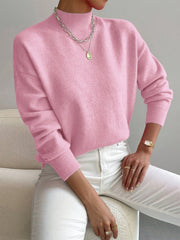 Women's Relaxed Knit Sweater with Mock Turtleneck Style