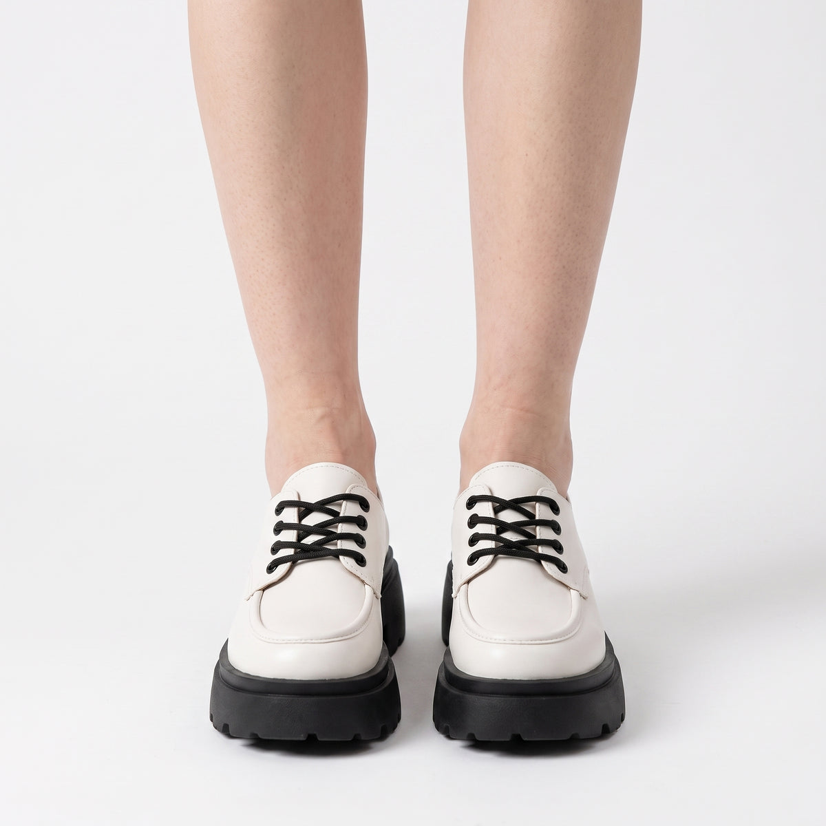 Mocassins plates-formes lacets en cuir, vue de dessus