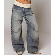 Women's Relaxed Wide Leg Pants with Ribbed Waistband for Comfort