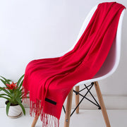 Women's Soft Cashmere Oversized Scarf with Fringed Ends and Wide Drape