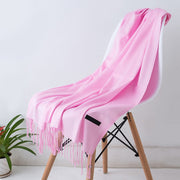 Women's Soft Cashmere Oversized Scarf with Fringed Ends and Wide Drape