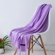 Women's Soft Cashmere Oversized Scarf with Fringed Ends and Wide Drape