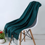Women's Soft Cashmere Oversized Scarf with Fringed Ends and Wide Drape