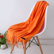 Women's Soft Cashmere Oversized Scarf with Fringed Ends and Wide Drape