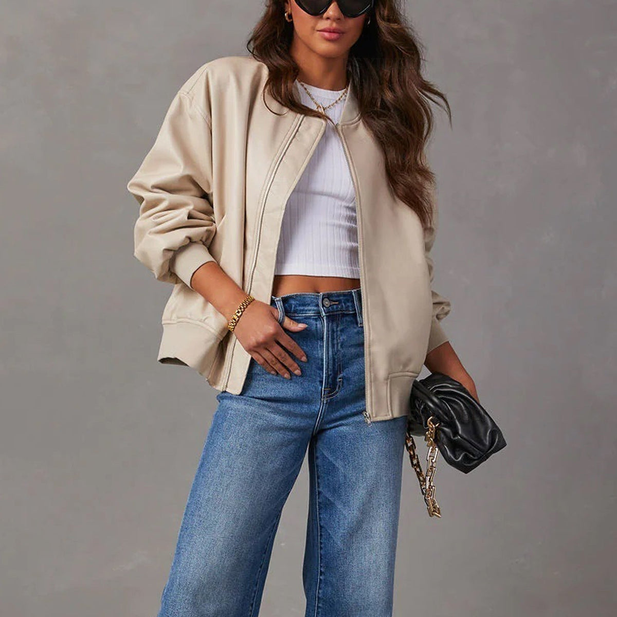 CAPUCINE - OVERSIZED FAUX LEATHER BOMBER JACKET 6
